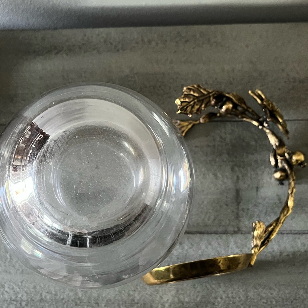 Glass Pitcher with Brass Floral Handle - Picture 4 of 5